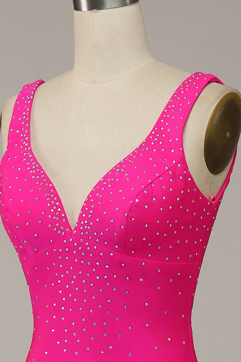 Fabulous Fuchsia Wide Shoulder Straps Backless Slimming Prom Dress