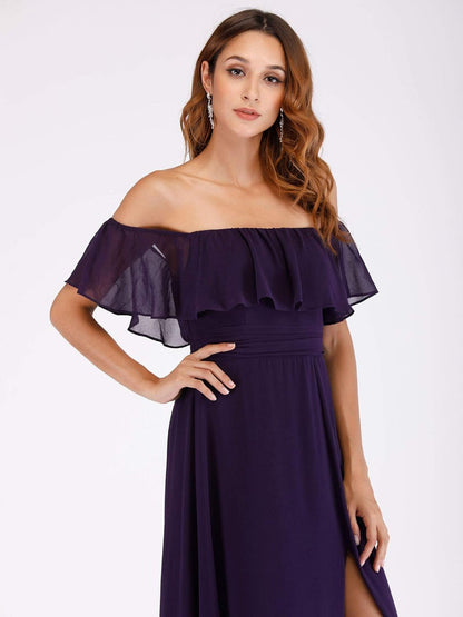 Fabulous Green Off-the-shoulder ChiffonComfortable Prom Dress
