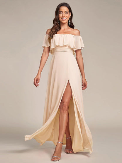 Fabulous Green Off-the-shoulder ChiffonComfortable Prom Dress