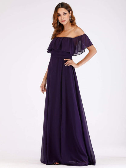 Fabulous Green Off-the-shoulder ChiffonComfortable Prom Dress