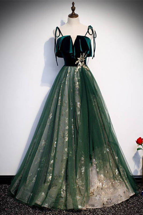 Fairy Green A-line Long Party Dress