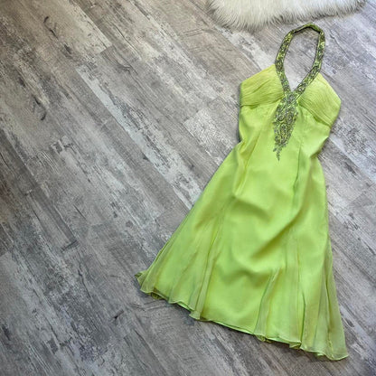 Fairy Halter Sheath Short Prom Dresses, Chiffon Green Homecoming Dresses Birthday Dresses