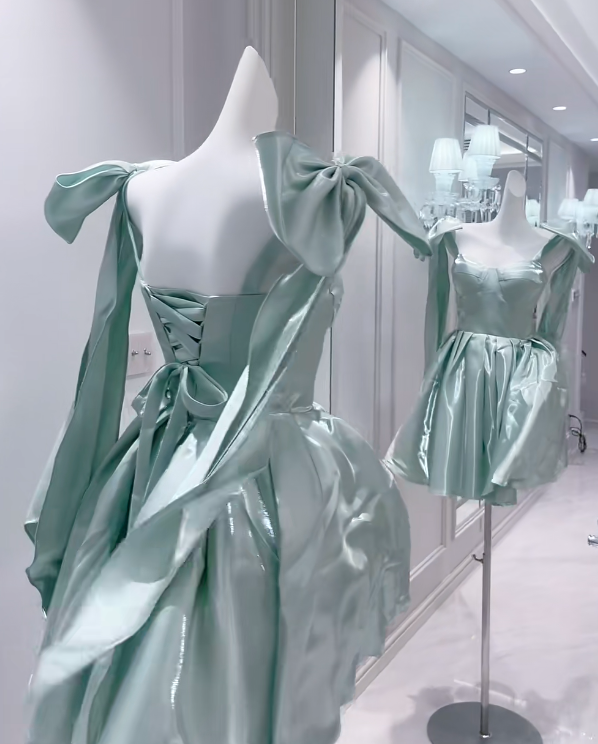 Fairy Short A-Line Prom Dresses, Green Homecoming Dresses, Cute Birthday Dresses