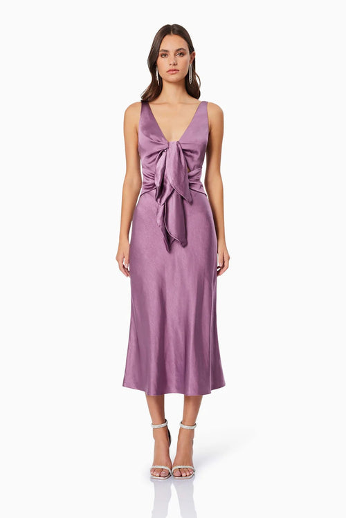 Faith Front Tie Midi Dress - Purple - SHOPJAUS - JAUS