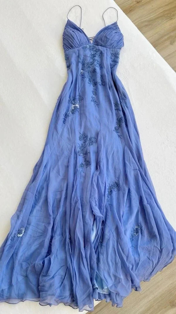 Fashion Mermaid Chiffon Appliques Prom Dresses Lace Up Back Evening Dress,AST2136