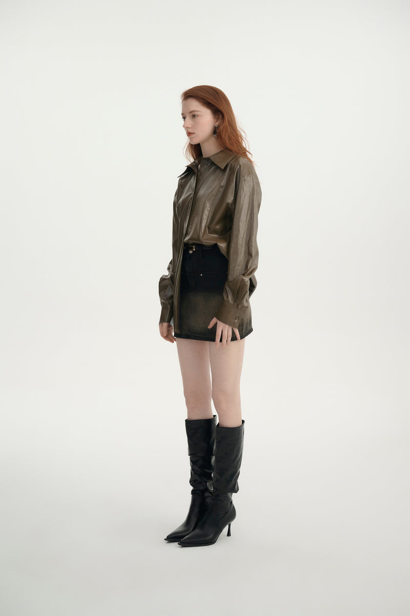 Faux leather shirt