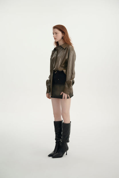 Faux leather shirt