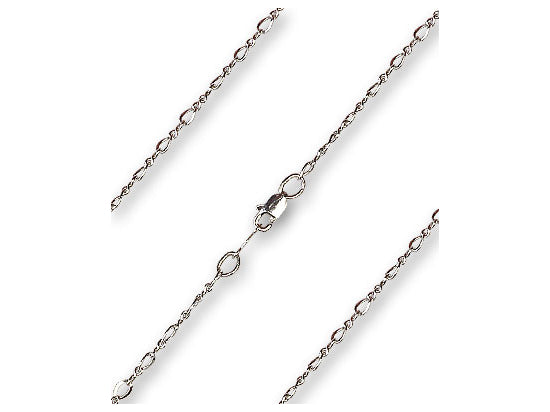 Figaro Chain, 15" length with lobster claw clasp, Silver Plated