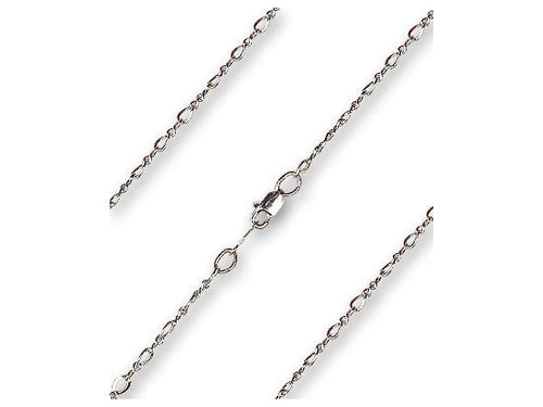 Figaro Chain, 15" length with lobster claw clasp, Silver Plated