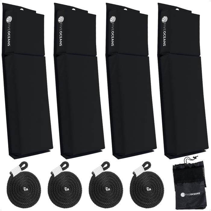 Flat Boat Fenders 24" x 6-7/8" x 2-1/2", Black, 4-Pack - FO4682 - Five Oceans