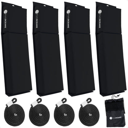 Flat Boat Fenders 24" x 6-7/8" x 2-1/2", Black, 4-Pack - FO4682 - Five Oceans