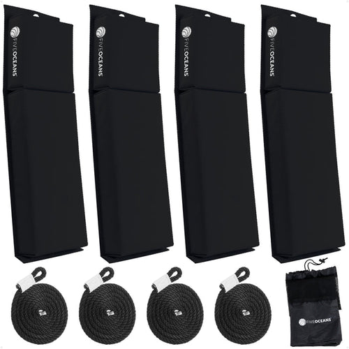 Flat Boat Fenders 24" x 6-7/8" x 2-1/2", Black, 4-Pack - FO4682 - Five Oceans