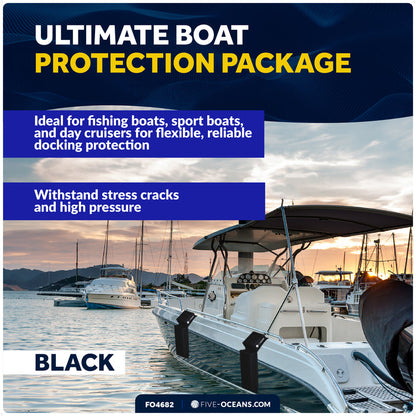 Flat Boat Fenders 24" x 6-7/8" x 2-1/2", Black, 4-Pack - FO4682 - Five Oceans
