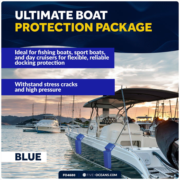 Flat Boat Fenders 24" x 6-7/8" x 2-1/2", Blue, 4-Pack - FO4680 - Five Oceans
