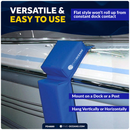 Flat Boat Fenders 24" x 6-7/8" x 2-1/2", Blue, 4-Pack - FO4680 - Five Oceans