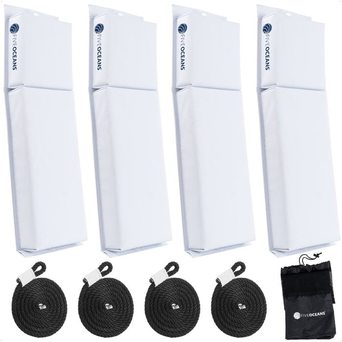 Flat Boat Fenders 24" x 6-7/8" x 2-1/2", White, 4-Pack - FO4681 - Five Oceans