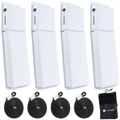 Flat Boat Fenders 24" x 6-7/8" x 2-1/2", White, 4-Pack - FO4681 - Five Oceans