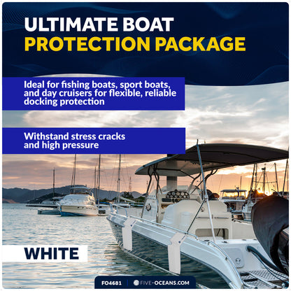 Flat Boat Fenders 24" x 6-7/8" x 2-1/2", White, 4-Pack - FO4681 - Five Oceans