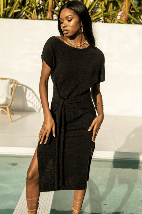 Foxie Knit Dress - Black - JAUS