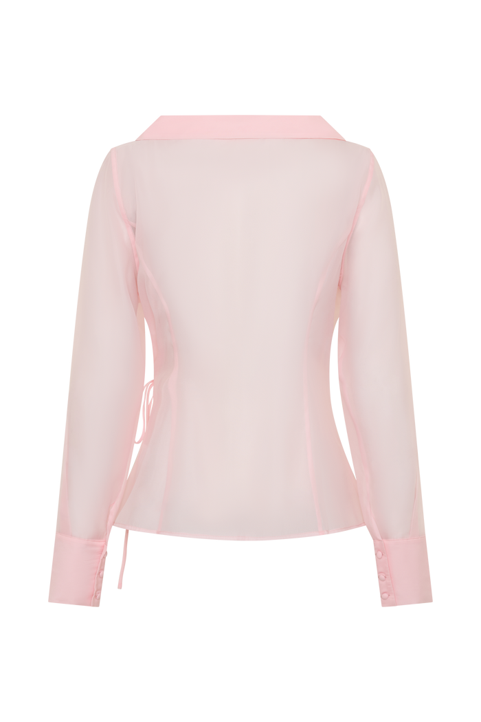 Frankie Organza Cross Over Shirt - Pale Pink
