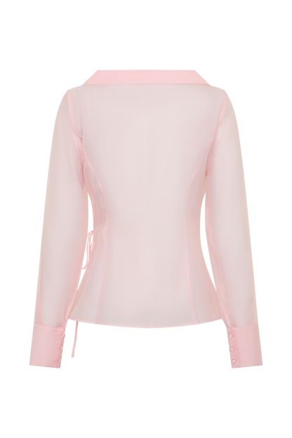 Frankie Organza Cross Over Shirt - Pale Pink