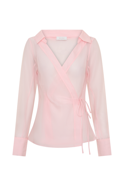 Frankie Organza Cross Over Shirt - Pale Pink