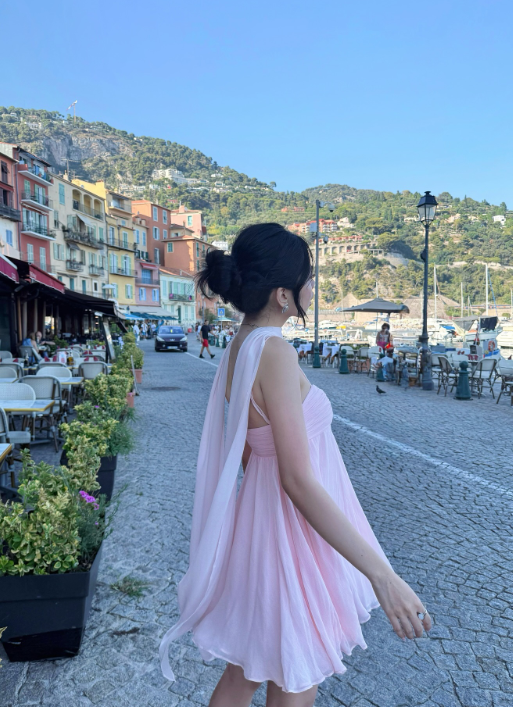 French Spaghetti Strap Sheath Short Prom Dresses Pink Birthday Dresses Pleated Homecoming Dresses
