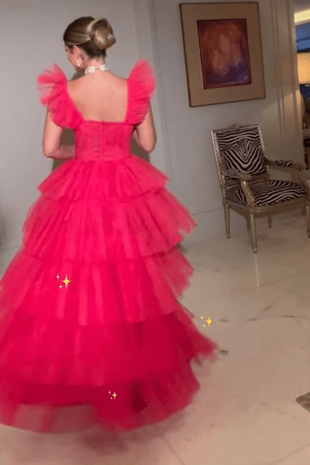 Fuchsia Tiered Ruffles Tulle Party Dress