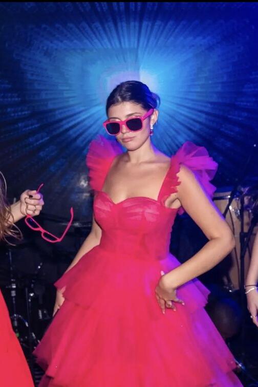 Fuchsia Tiered Ruffles Tulle Party Dress