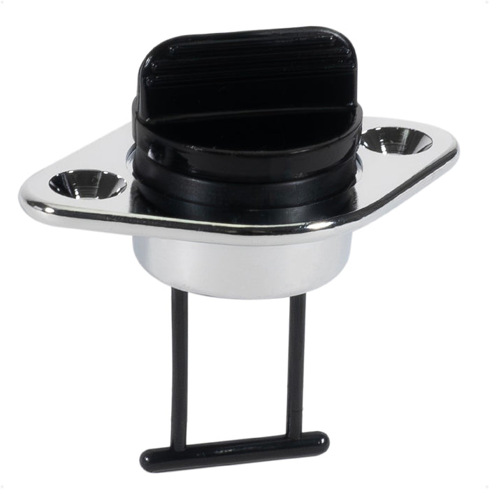 Garboard Drain Plug For 1-1/4" Transom Hole, Chrome Plated Brass/Black Nylon - FO1682 - Five Oceans