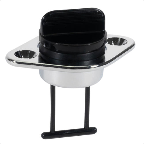 Garboard Drain Plug For 1-1/4" Transom Hole, Chrome Plated Brass/Black Nylon - FO1682 - Five Oceans