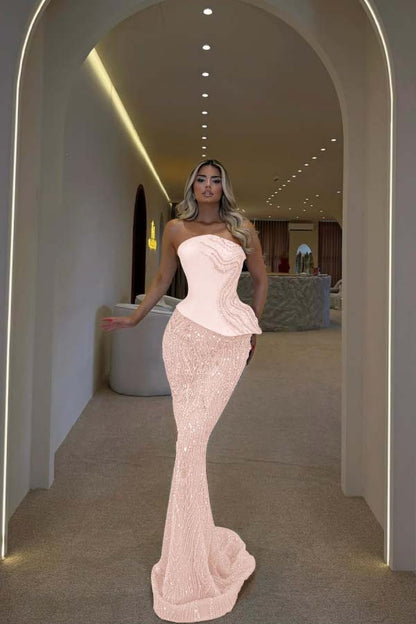 Glamorous Blue Strapless Prom Dress Sleeveless Slimming with Beaded WQ0440