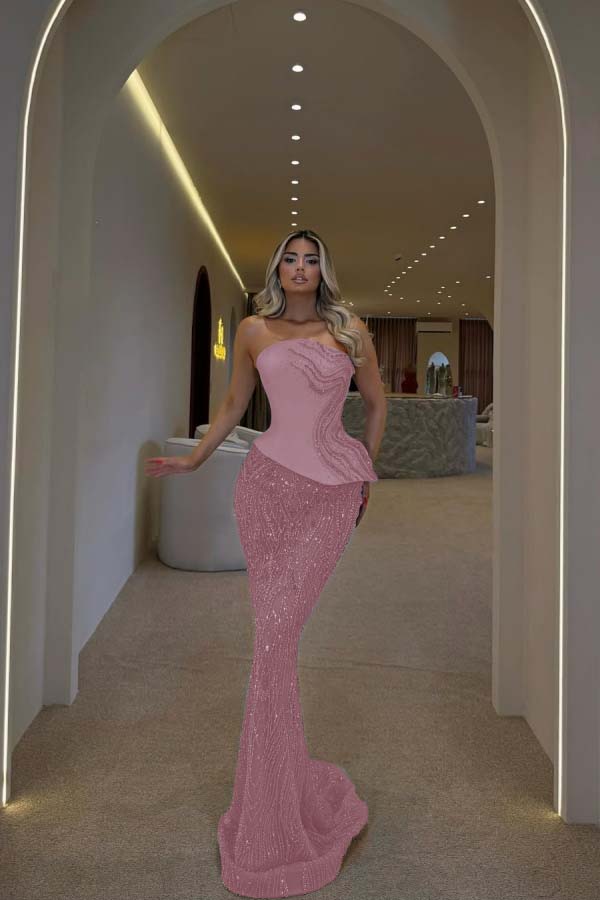 Glamorous Blue Strapless Prom Dress Sleeveless Slimming with Beaded WQ0440