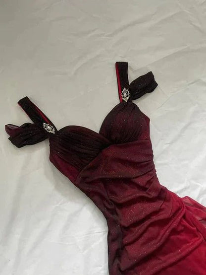 Glitter Burgundy Black Vintage Mermaid Prom Dresses Senior Party Graduation Dress,AST2317