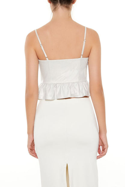 Glitter Satin V-Hem Bustier Cami