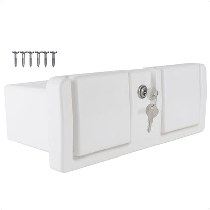 Glove Box with Drink Cup Holders, Lockable with 2 Keys, White - FO3105 - Five Oceans