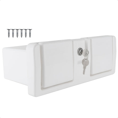 Glove Box with Drink Cup Holders, Lockable with 2 Keys, White - FO3105 - Five Oceans