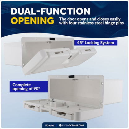 Glove Box with Drink Cup Holders, Lockable with 2 Keys, White - FO3105 - Five Oceans
