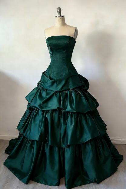 Gorgeous A-Line Burgundy Prom Dress Satin Strapless Long Evening Dress Sleeveless Birthday Dress