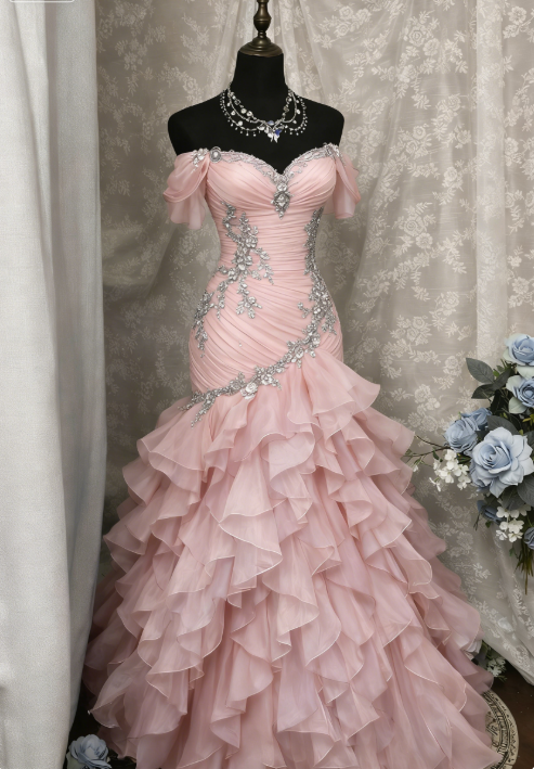 Gorgeous Blue Prom Dress Off-shoulder Tulle Sheath Birthday Dress Sleeveless Evening Dress