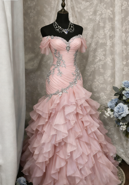 Gorgeous Blue Prom Dress Off-shoulder Tulle Sheath Birthday Dress Sleeveless Evening Dress