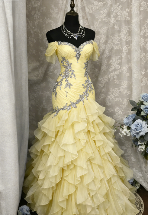 Gorgeous Blue Prom Dress Off-shoulder Tulle Sheath Birthday Dress Sleeveless Evening Dress