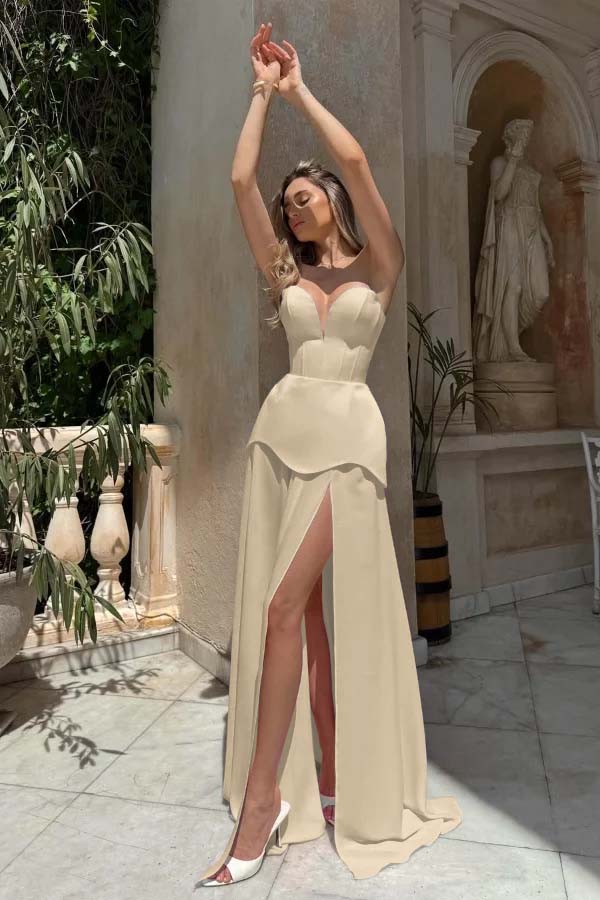 Gorgeous Blushing Pink V-Neck Strapless Prom Dress Sheer with
