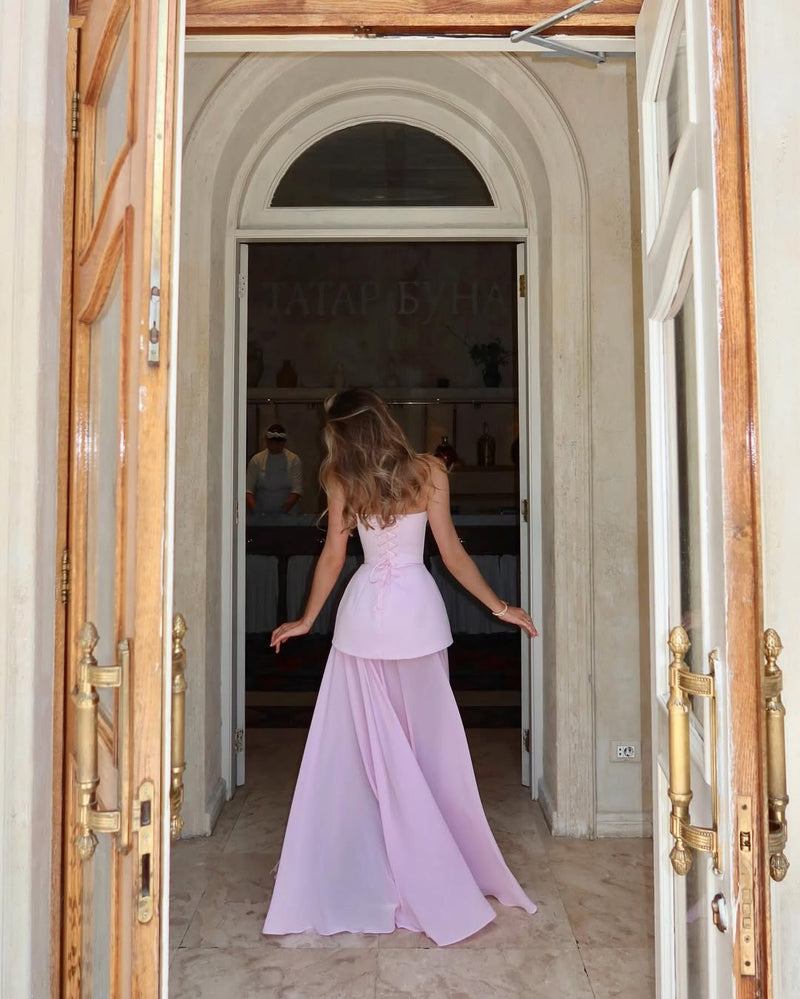 Gorgeous Blushing Pink V-Neck Strapless Prom Dress Sheer with