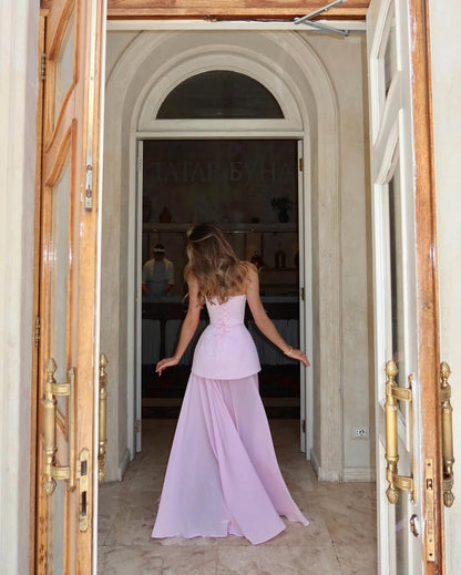 Gorgeous Blushing Pink V-Neck Strapless Prom Dress Sheer with