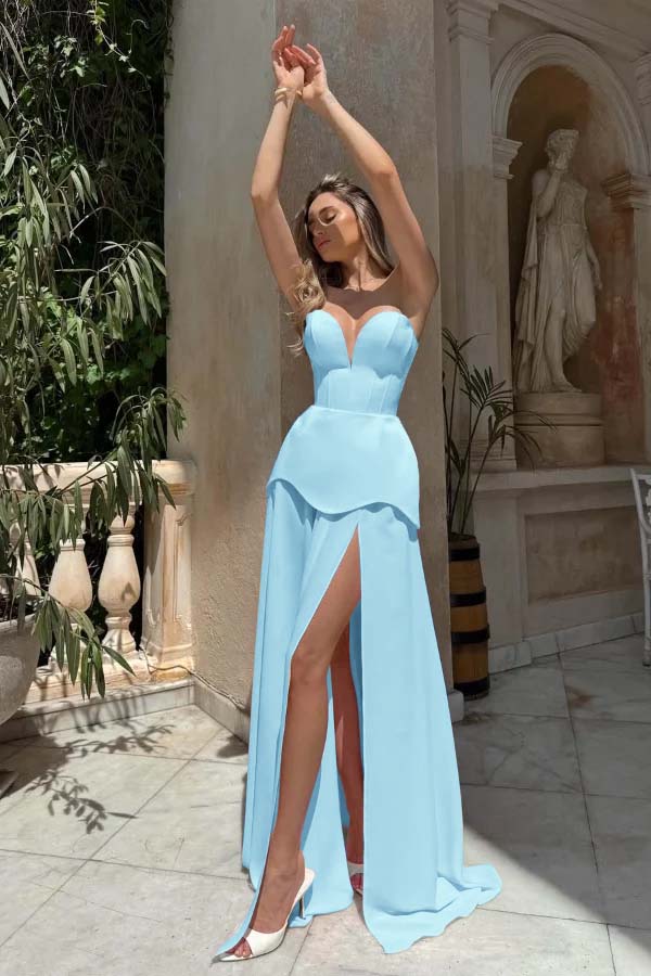Gorgeous Blushing Pink V-Neck Strapless Prom Dress Sheer with