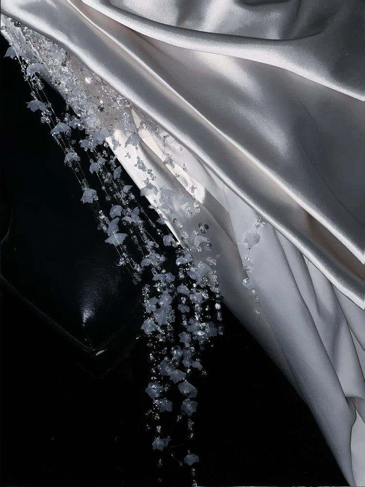 Gorgeous Mermaid Spaghetti Straps Satin Sequin Beads Long Wedding Dresses