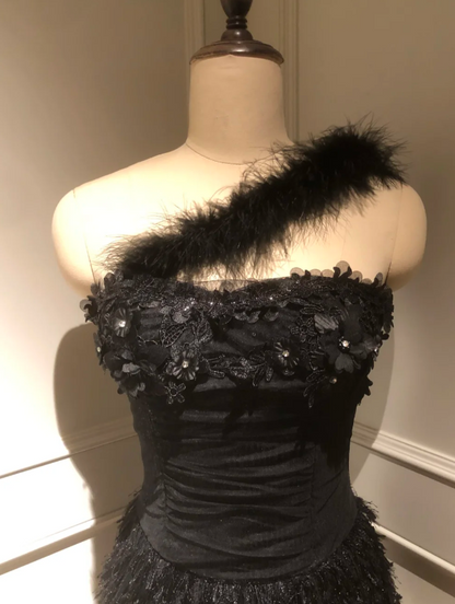 Gorgeous One Shoulder Sheath Homecoming Dresses Tulle Applique Short Prom Dresses Black Birthday Dresses