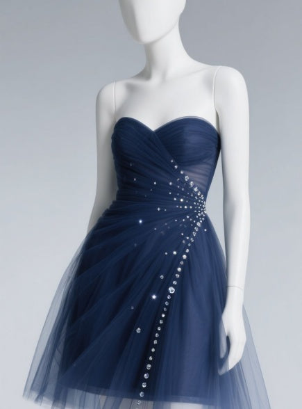 Gorgeous Sweetheart Neck Sheath Short Prom Dresses Navy Blue Hoco Dresses