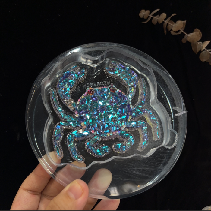 Handmade Diamond Crab Decorative Figurine Resin Mold